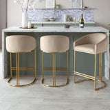 Dakota Champagne Velvet & Metal Barstool - The Linen House