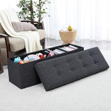 Tufted Linen Storage Ottoman Bench - The Linen House