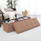 Tufted Linen Storage Ottoman Bench - The Linen House