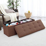 Tufted Linen Storage Ottoman Bench - The Linen House