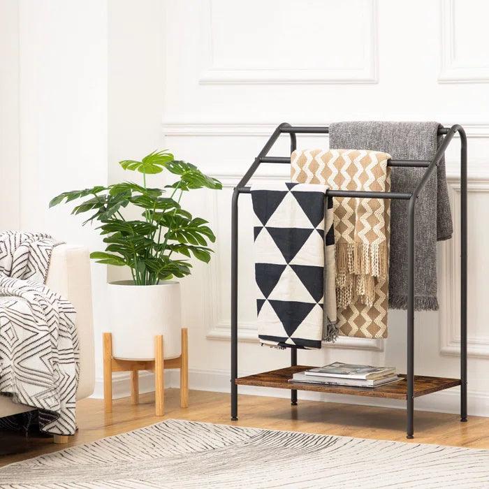 3 Tier Blanket Rack for Living Room Quilt Blanket Towel Holder Towel Stand Blanket Ladder Floor - The Linen House
