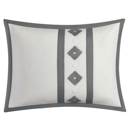 Tufted Duvet Cover Set( white with grey) - The Linen House