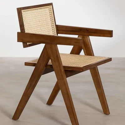 Rattan Dining Chair with Armrests