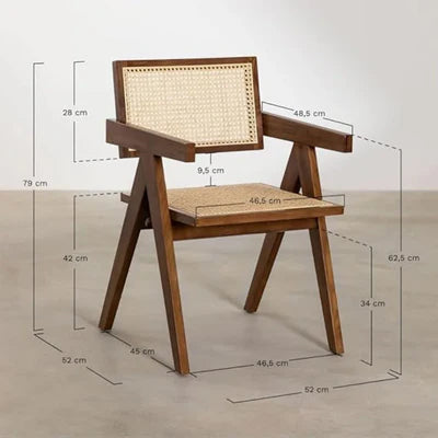 Rattan Dining Chair with Armrests