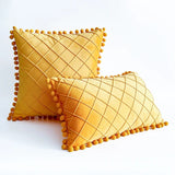 Pintuck Cushion Cover with pom pom lace - The Linen House