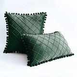 Pintuck Cushion Cover with pom pom lace - The Linen House