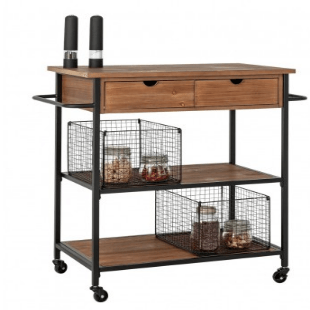 3 Tier Metal Trolley and Wood Kitchen Trolley - The Linen House