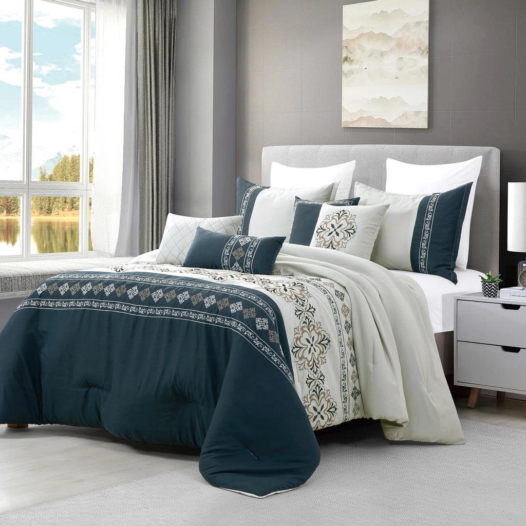 Color Combo Embroidery Duvet Set - The Linen House