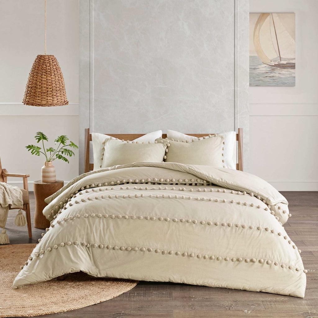 Luxury Duvet Set With Pom Pom Lace - The Linen House