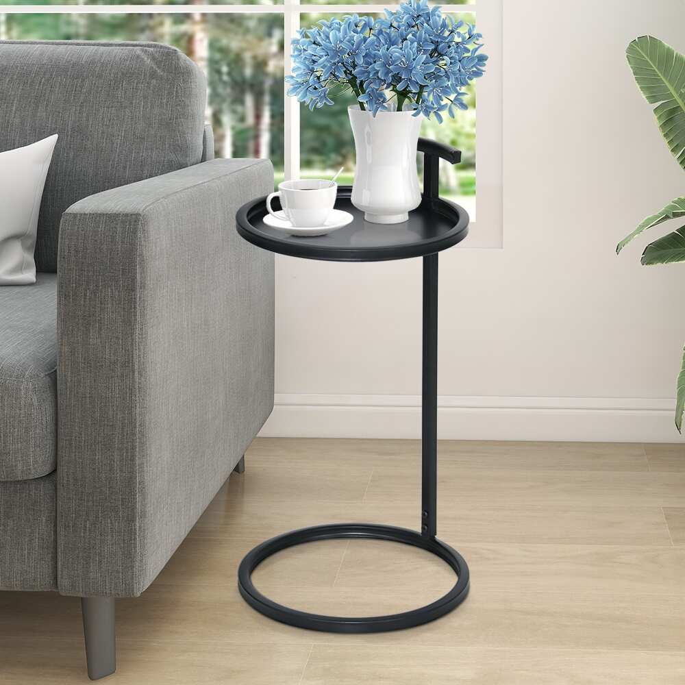 Duke End Table Round Metal End Table with Handle