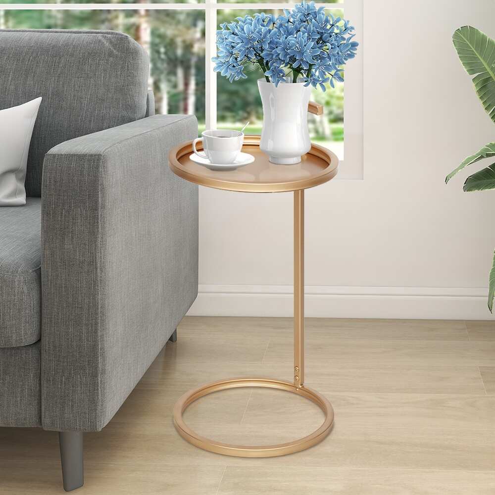 Duke End Table Round Metal End Table with Handle