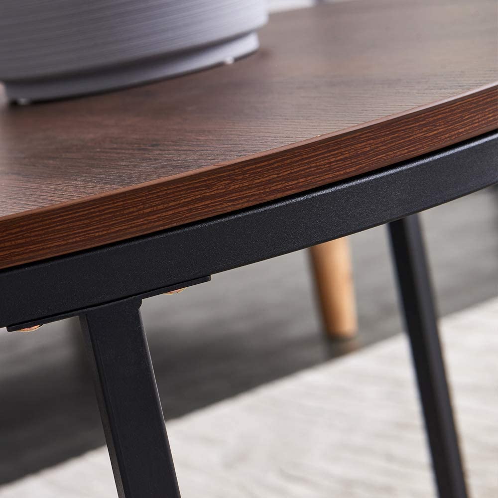 Quatropi Round Nesting Coffee Table 2-Piece - Black Metal Base - The Linen House