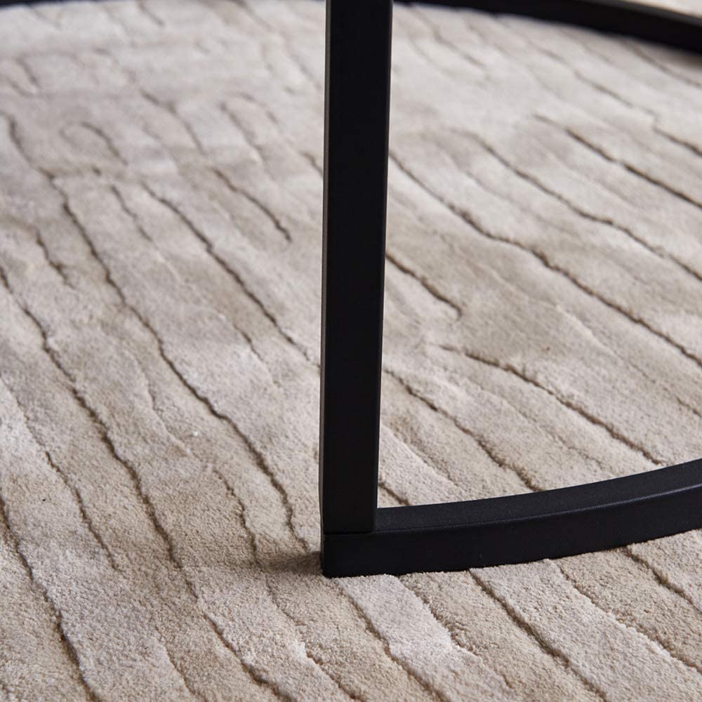 Quatropi Round Nesting Coffee Table 2-Piece - Black Metal Base - The Linen House