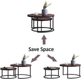 Quatropi Round Nesting Coffee Table 2-Piece - Black Metal Base - The Linen House