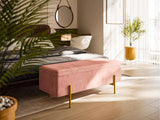 Velvet Rectangle Footstool Ottoman with Storage - The Linen House