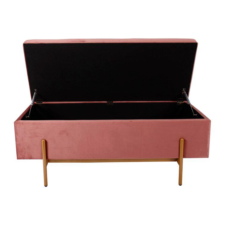 Velvet Rectangle Footstool Ottoman with Storage - The Linen House