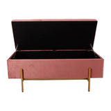 Velvet Rectangle Footstool Ottoman with Storage - The Linen House