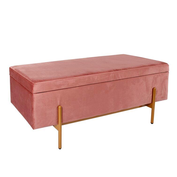 Velvet Rectangle Footstool Ottoman with Storage - The Linen House