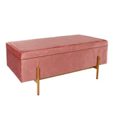 Velvet Rectangle Footstool Ottoman with Storage - The Linen House