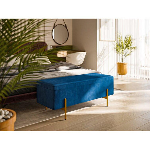 Velvet Rectangle Footstool Ottoman with Storage - The Linen House