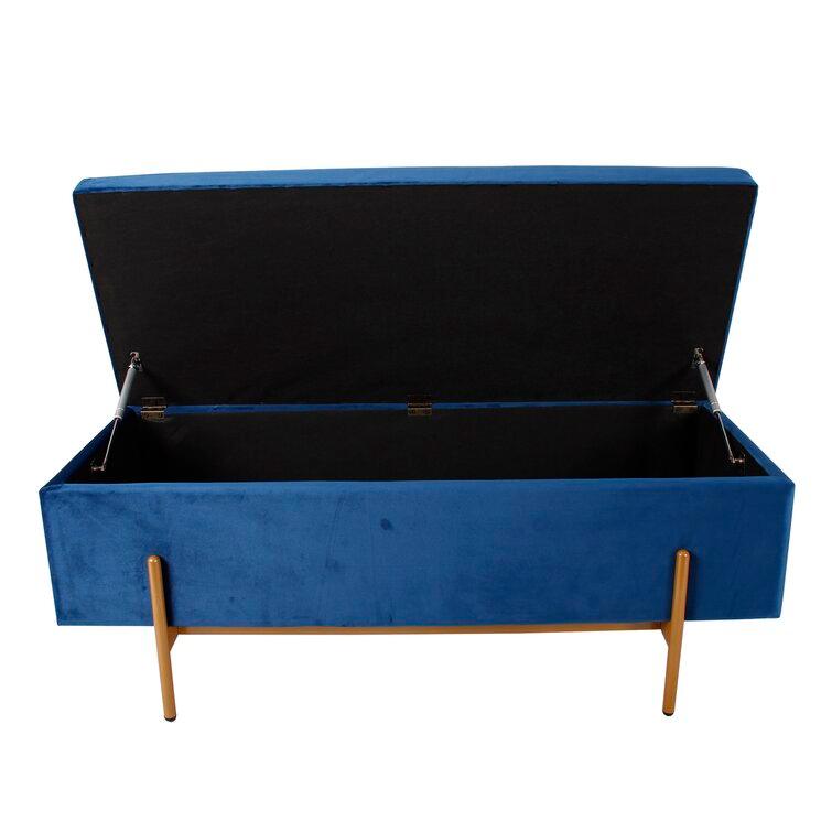 Velvet Rectangle Footstool Ottoman with Storage - The Linen House