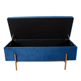 Velvet Rectangle Footstool Ottoman with Storage - The Linen House