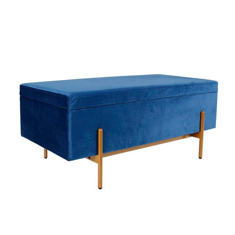 Velvet Rectangle Footstool Ottoman with Storage - The Linen House