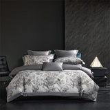 Grey Flowers Digital Printing Bedding Duvet Set