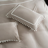 Pom Pom Decor Duble Lace Duvet Set