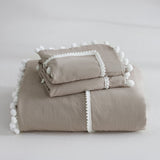 Pom Pom Decor Duble Lace Duvet Set