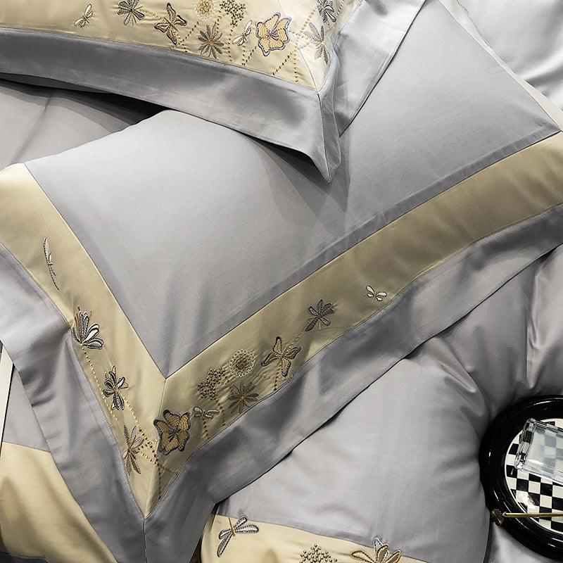 Flowers Butterfly Dragonfly Embroidery Duvet Set - The Linen House