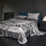 Grey Flowers Digital Printing Bedding Duvet Set