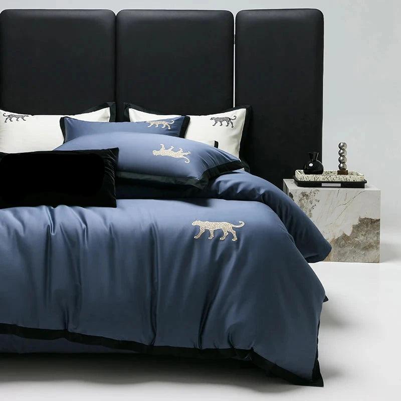 Luxury Leopard Embroidery Duvet Set - The Linen House