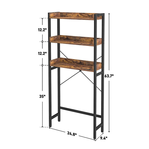 Toilet Storage Rack, 3-Tier Bathroom Organizer Shelf Over Toilet, Freestanding Space Saver Toilet Stands - The Linen House