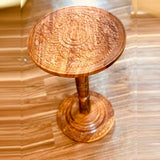 Wooden Round Coffee table Hand Carving - The Linen House