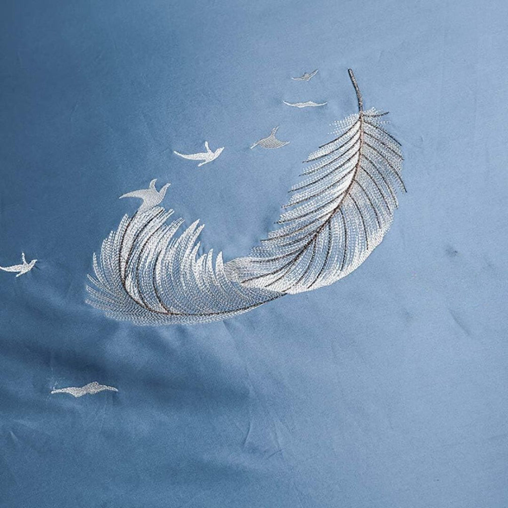 Flying Feather Embroidery Duvet Set - The Linen House