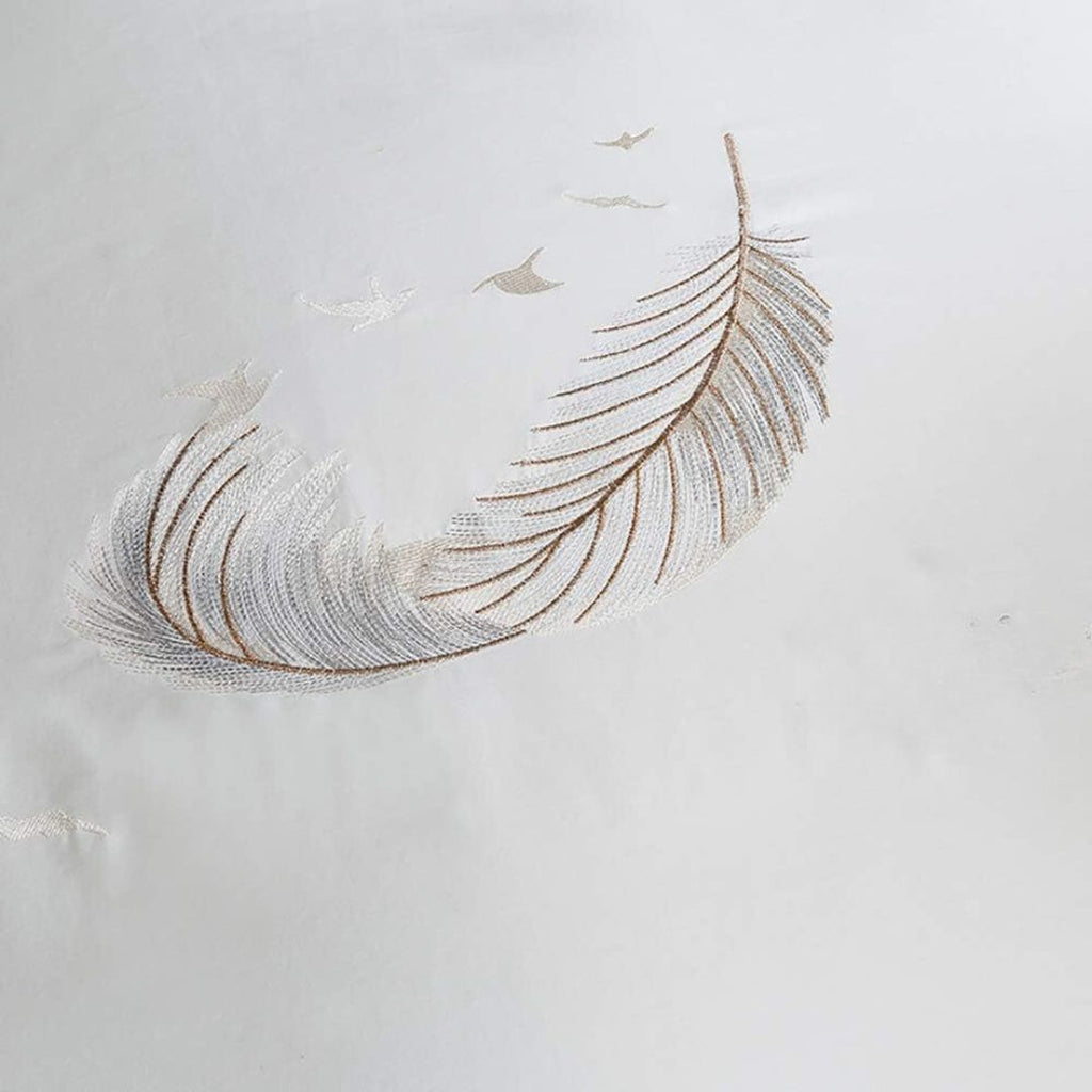 Flying Feather Embroidery Duvet Set - The Linen House
