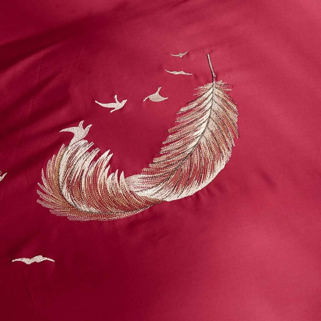 Flying Feather Embroidery Duvet Set - The Linen House