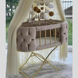 Baby Velvet Tufted Bassinet - The Linen House