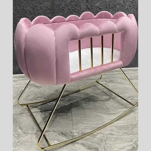 BABY CRADLE CHESTER VELVET TUFTED BASSINET - The Linen House
