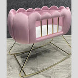 BABY CRADLE CHESTER VELVET TUFTED BASSINET - The Linen House