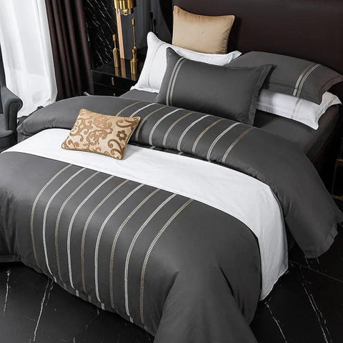 Vertical Ribbon & Lace Duvet Set - The Linen House