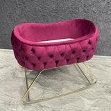 Baby Cradle and Round Puff Velvet Tufted Bassinet - The Linen House