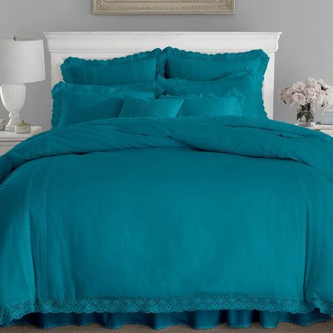 Luxury Soft Duvet Set With Lace - The Linen House