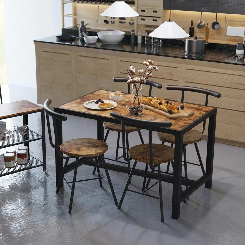 Dining Table, Rectangular Table with Metal Edges, Kitchen Table for Home Office - The Linen House