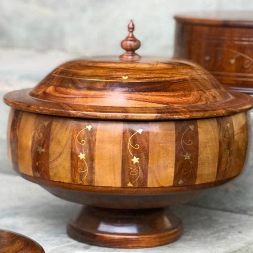 Large Wooden Tukri Hotpot - The Linen House