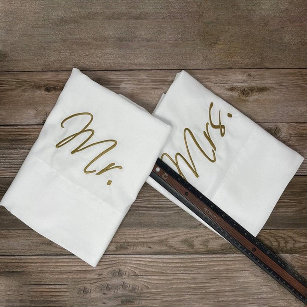 Mr & Mrs Personlaized Embroidered Bed Set - The Linen House