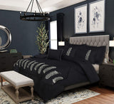 Sliver Feather Embroidered Comforter- King - The Linen House