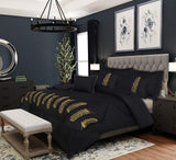 Gold Feather Embroidered Comforter- King - The Linen House