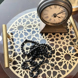 Islamic Pattern Wooden Sweets Tray With Acrylic Top - Gold/Silver - The Linen House